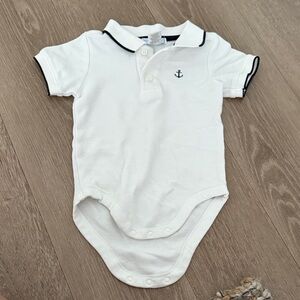 Janie and Jack White Polo Collar Bodysuit